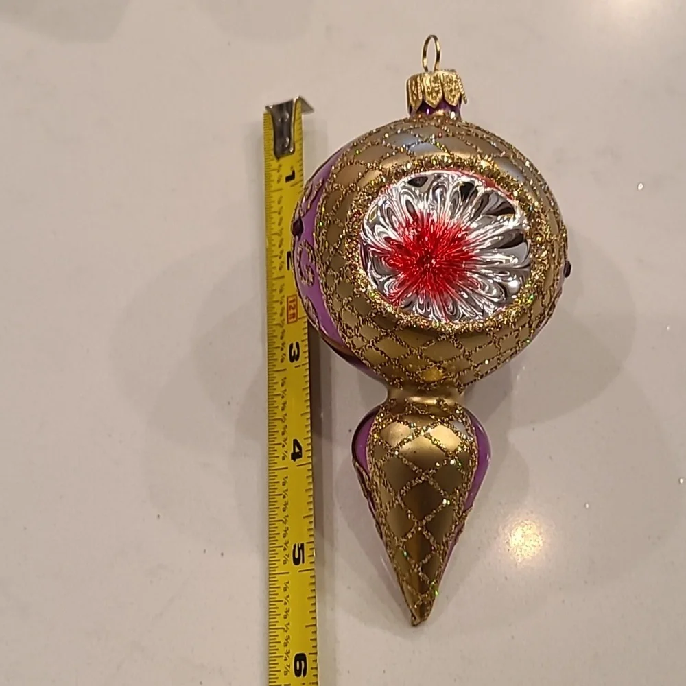 Set of 2 Hand-blown Glass Purple Ornaments